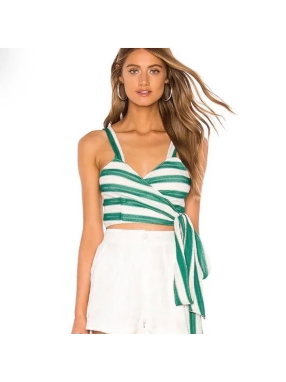 Show Me Your Mumu Anthro Rumba Striped Wrap Top Women S Green/White